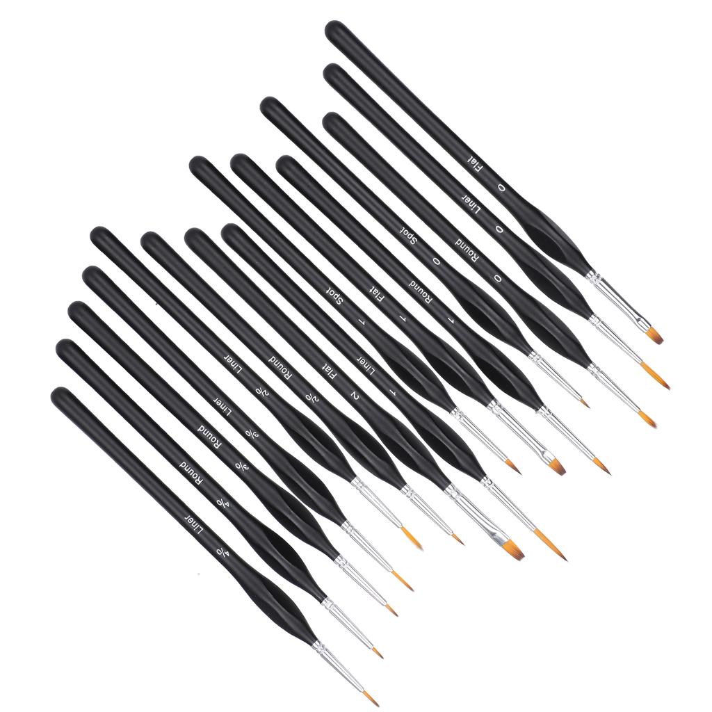 15pcs Detail Paint Brush Set Watercolor Oil Painting Drawing Brush with Storage Bag