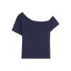 Pure lust Spice Girl slanted shoulder short-sleeved slim-fit T-shirt women's summer tight and thin bottoming shirt slim-fit short top