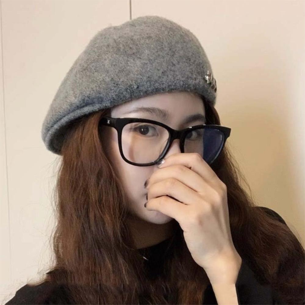 Knitted Woolen Berets Solid Color Octagonal Cap Casual Artist Cap  Party