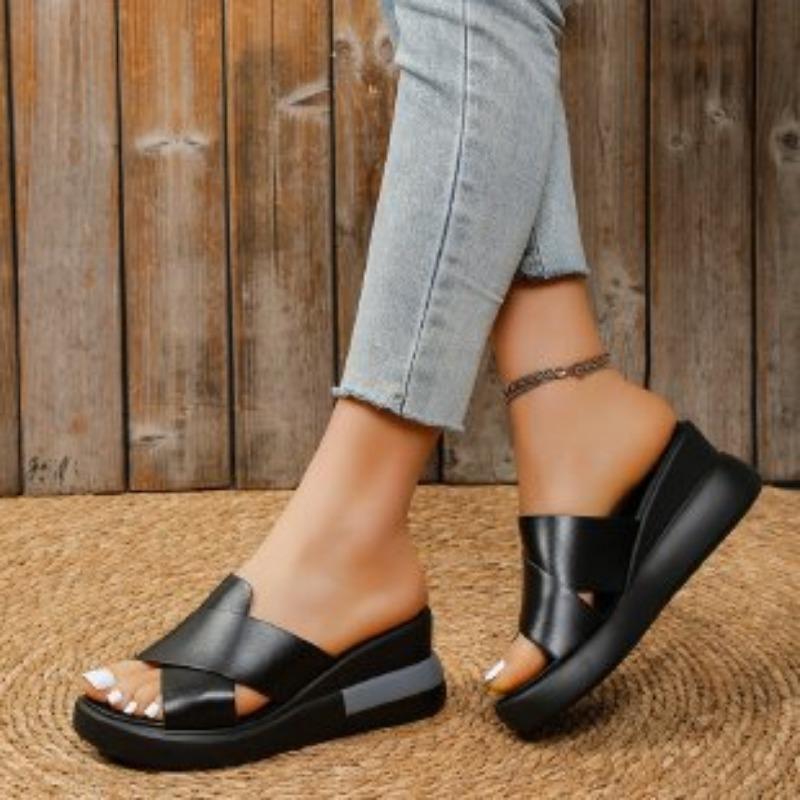 New women's fashion versatile thick bottom heightening sandals - hollow breathable comfortable arch support non-slip wear casual sports muffin shoes