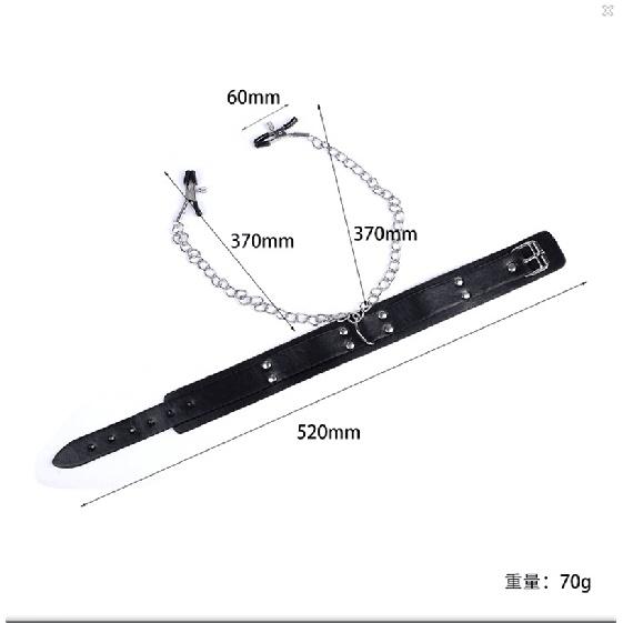Faux Leather Choker Collar with Nipple Breast Clamp Clip Chain Couple Funny and Interesting Adult Games SM Sex Toys for