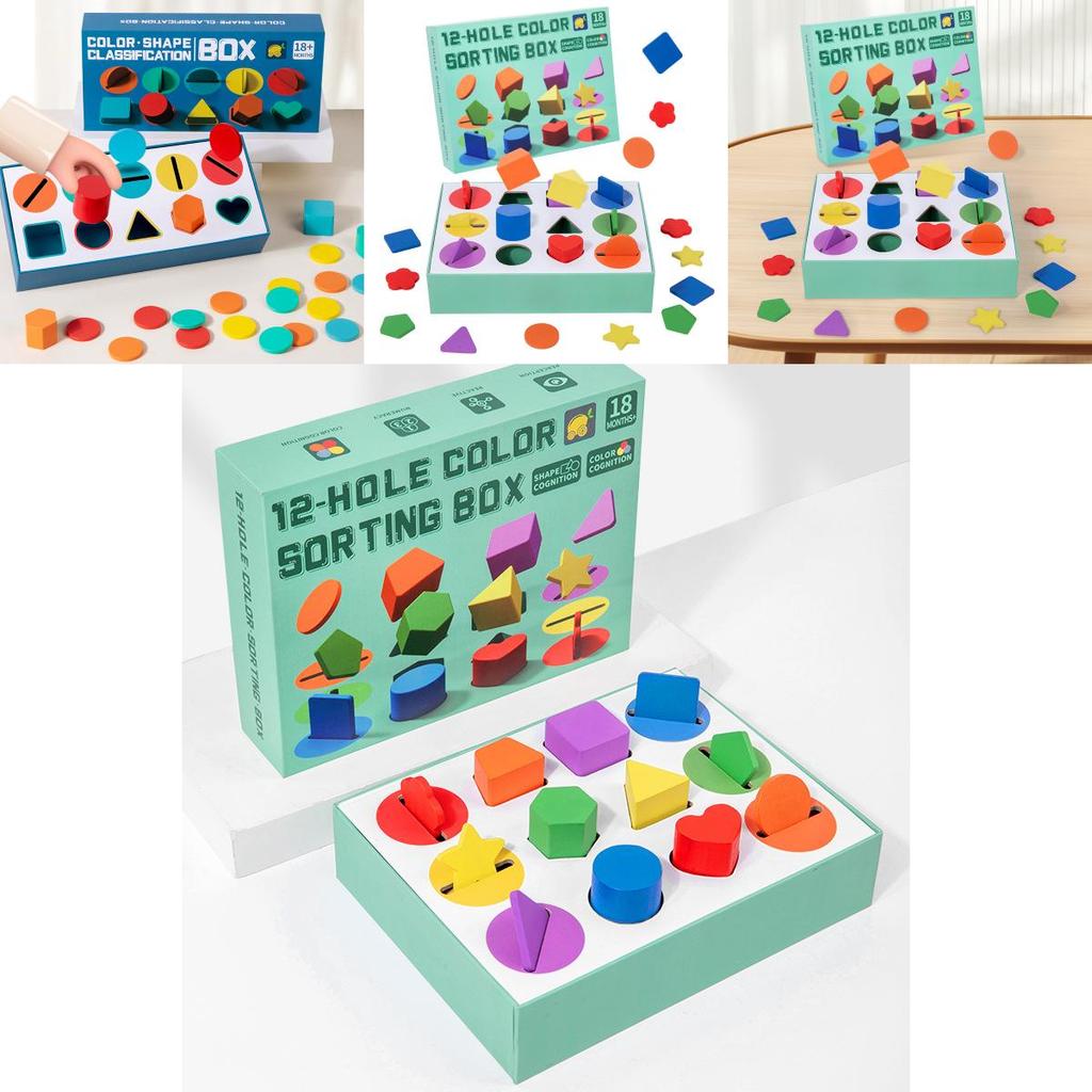 Wooden Shape Sorting Box Educational Toy For Kids With Bright Colors And Cognitive Development