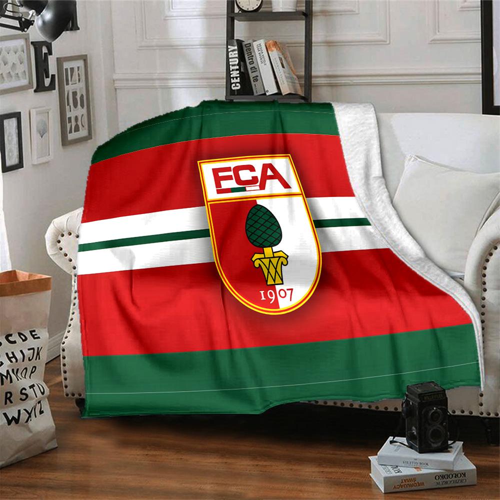Augs-burg Football Crest Flannel Blanket, Soft Polyester, Modern Design, All-Season for Camping, Travel, Gifts for holidays or birthdays