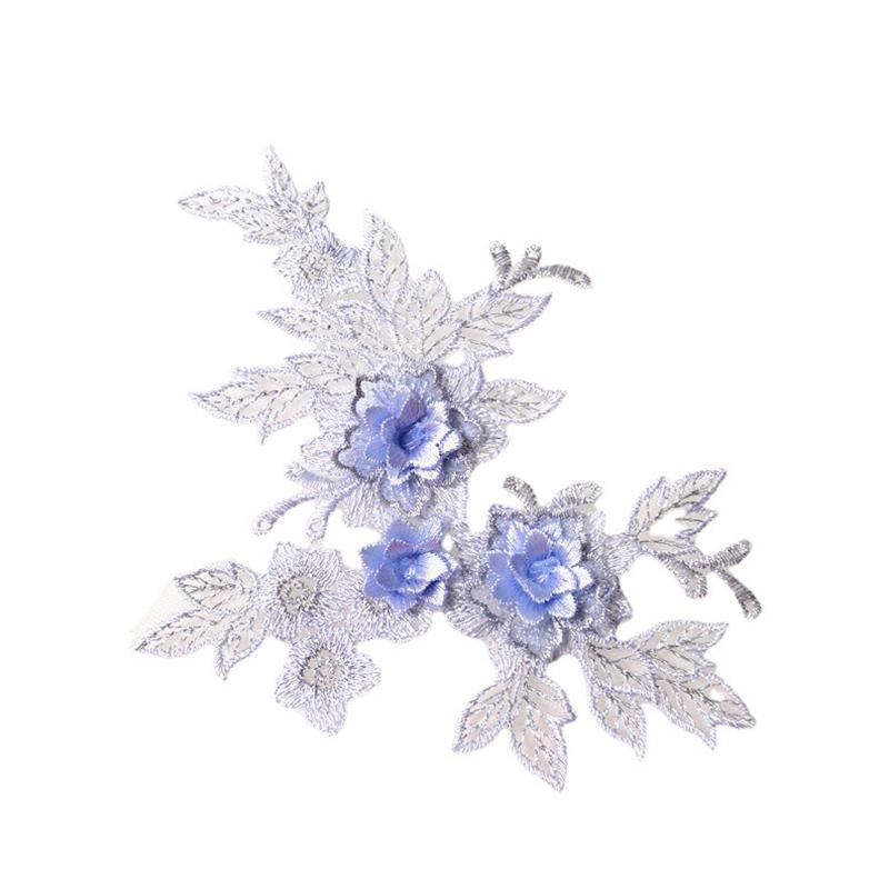 2Pcs Sewing Motif Dress Decoration DIY Patches Fabric Craft Hollowed Out Trim Flower Embroidered Lace Applique Wedding Bridal