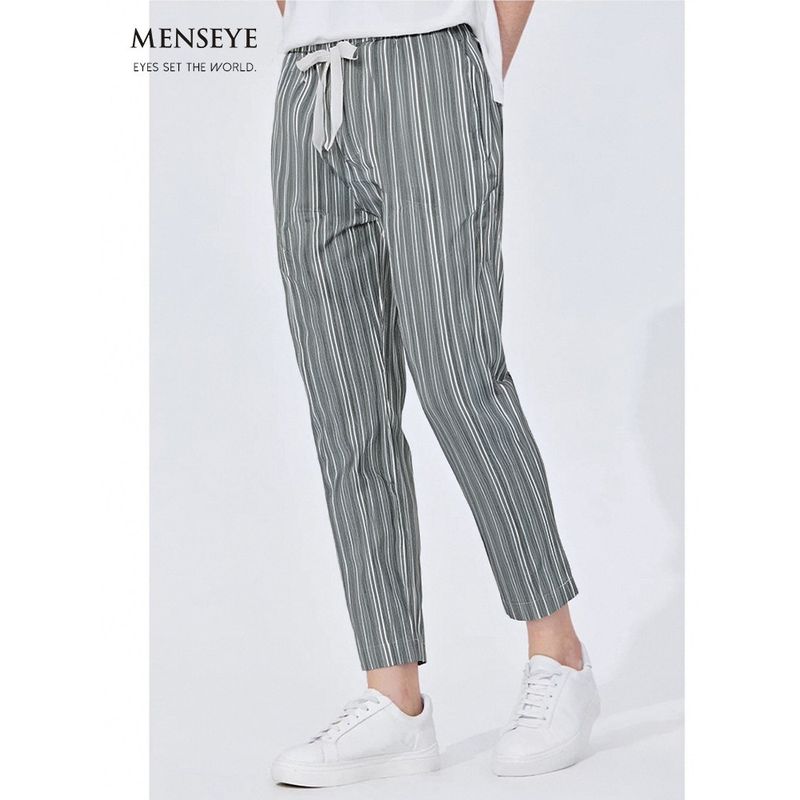 Menseye Men's Casual Pants, New Spring/Summer Breathable Versatile Vertical Striped Slim-Fit Elastic Waist Pants