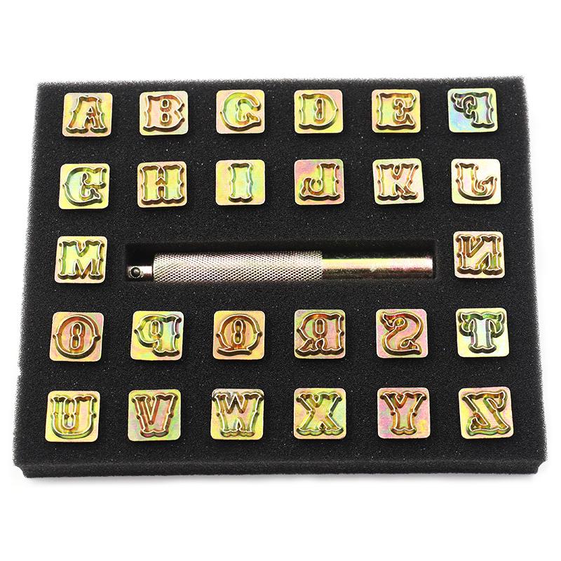 

1Set Fancy Metal Capital English letters (A-Z), Leather Carving Punch Tool Stamping Kit, DIY Leather Embossed Art Craft Tool Set