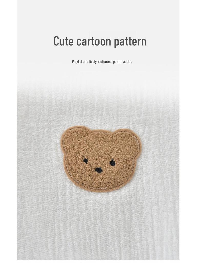 2025 Baby Strampler: Sommer Gaze Strampler mit kurzen Ärmeln und kleinem Bären - Atmungsaktive, dünne Oberbekleidung für Säuglinge und Kleinkinder.