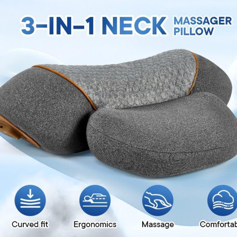 3-in-1 Heated Neck & Shoulder Massage Pillow with Traction Massager