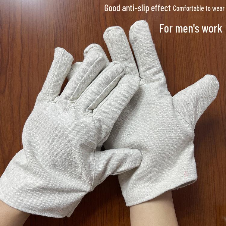 24-Thread Double-Layer Canvas Work Gloves, Wear-Resistant, Durable, Thickened for Welding and Home Protection