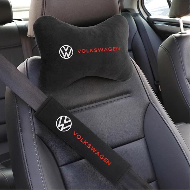 2026 Hot For VW VOLKSWAGEN Car Headrest Cover Auto Seat Cover Head Neck Rest Pillow for VW Volkswagen Golf Polo Passat Touran J