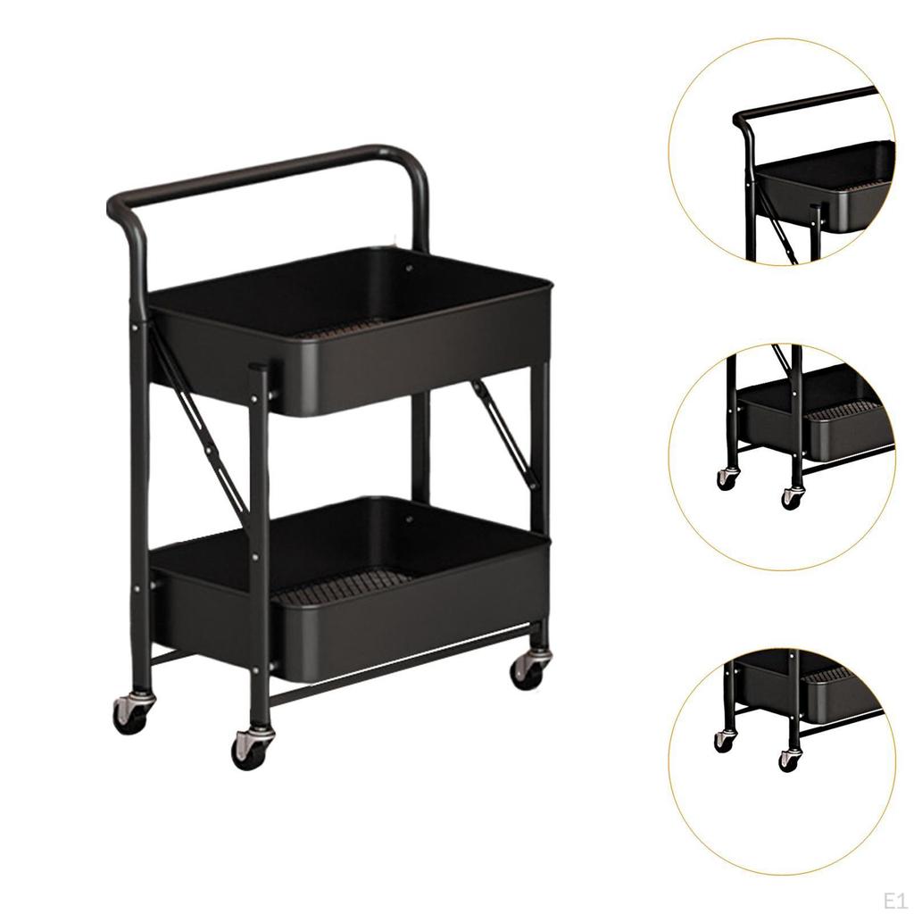 Carro Rodante con Ruedas Cesta de Frutas Verduras Plegable Gran Capacidad Organizador Multifuncional