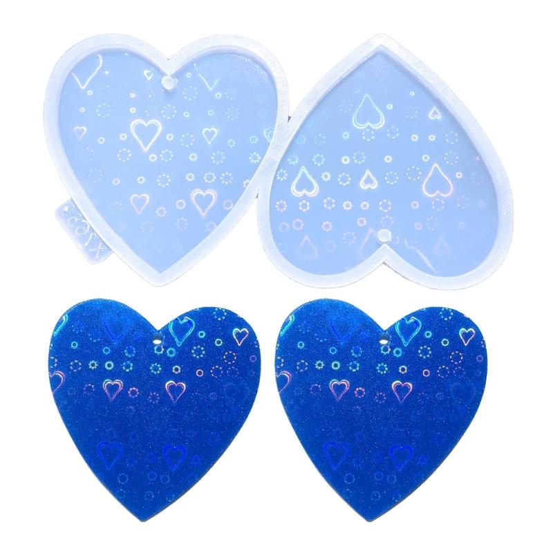 Shiny Light and Shadow Ornaments Silicone Epoxy Keychain Mold DIY Earrings Pendant Jewelry for Valentine Gift Crafts