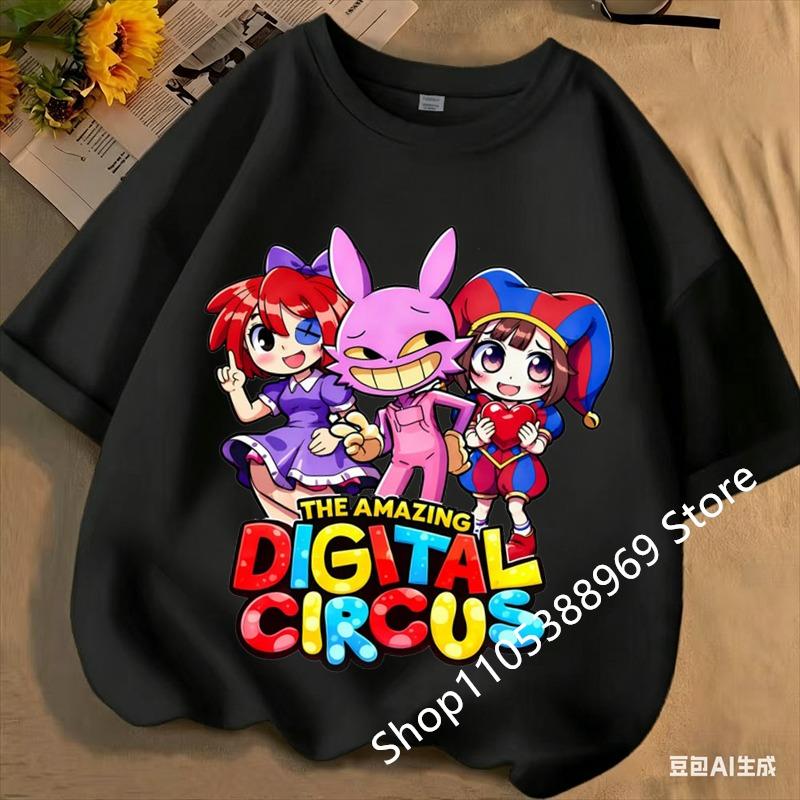 2026 Cute Pomni T-Shirts Children The Amazing Digital Circus Short Sleeve Casual Fashion Printed Boys Girls Tops Spring Summer