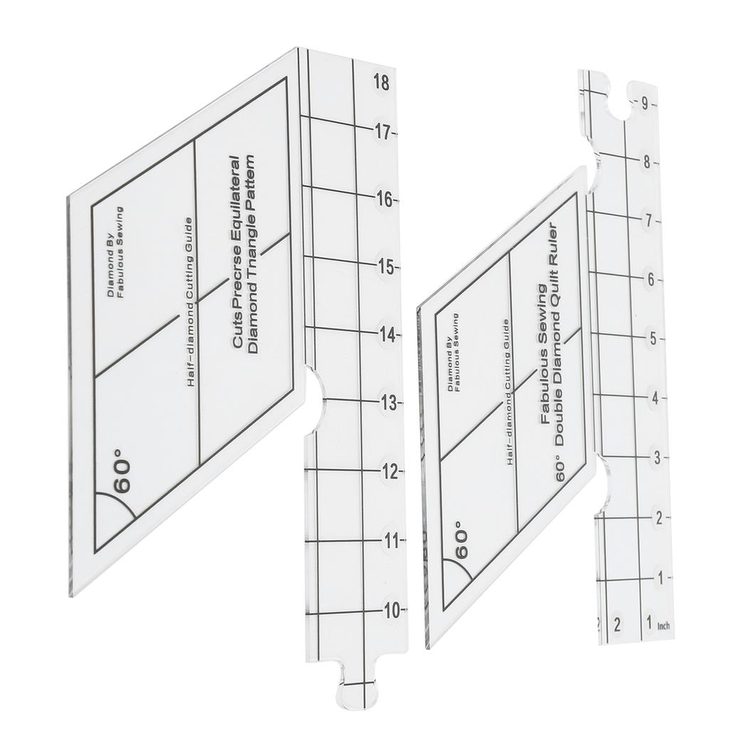 18inch Double Strip Quilting Ruler 60 Degree Diamond Quilt Ruler High Accuracy Transparent Quilting