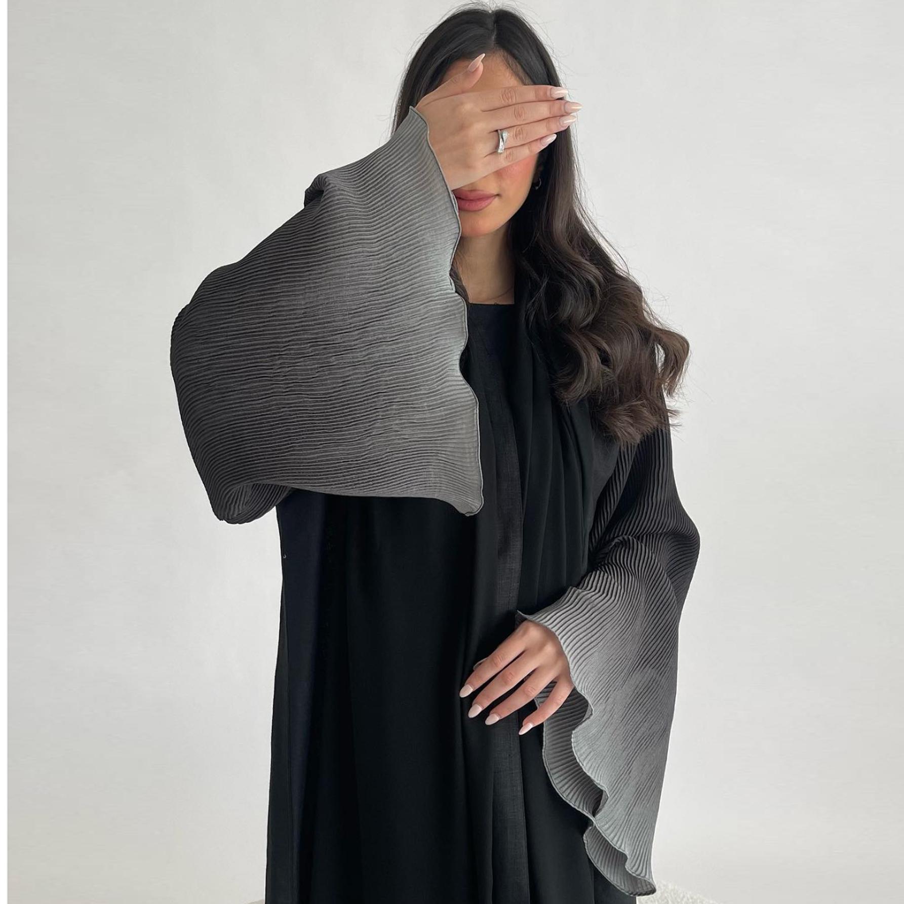 

Абая с открытым передом, мусульманская, с расклешенными рукавами, повседневная, арабская, абайя, элегантная, для Ближнего Востока, турецкие кафтаны, женские джильбабы, исламские макси-платья One Size чёрный