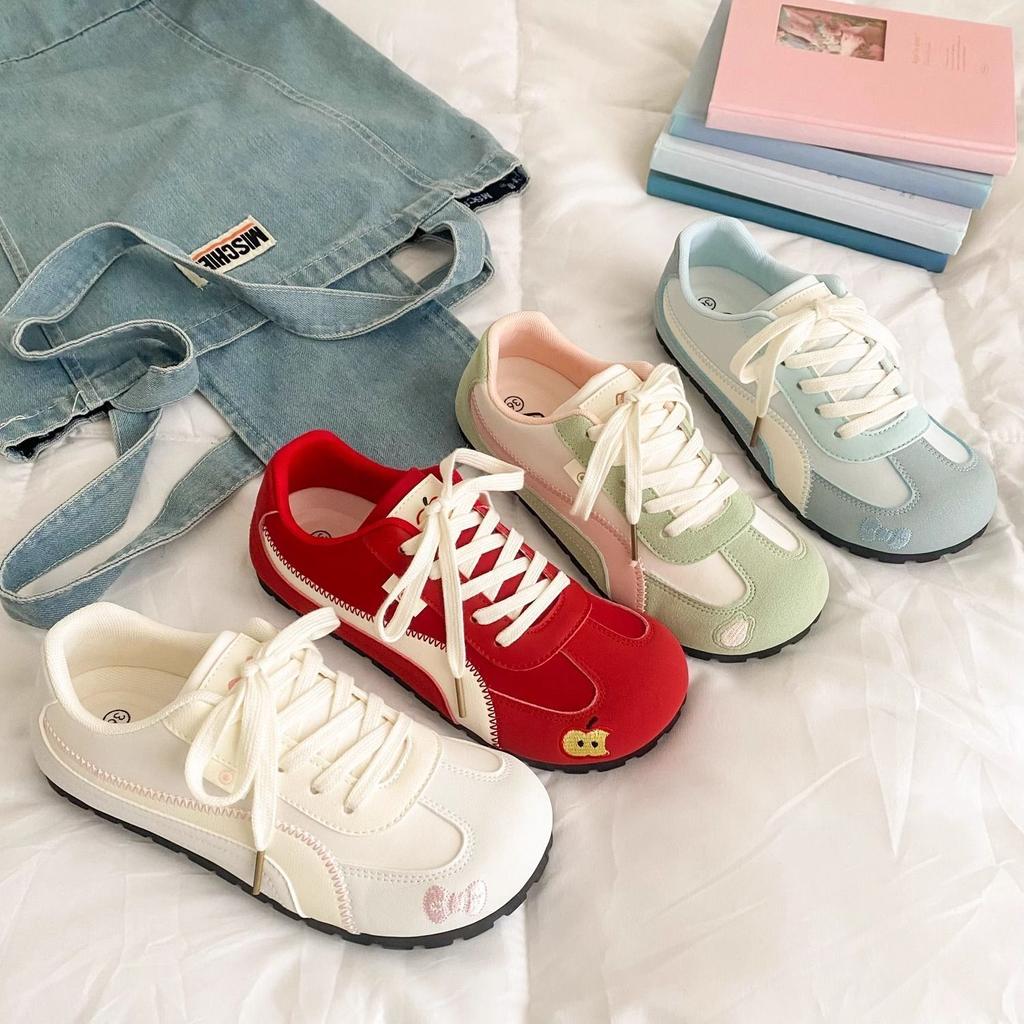 Pink Board Shoes Women's Ballet Spring and Summer New Niche Design Student Puff White Shoes