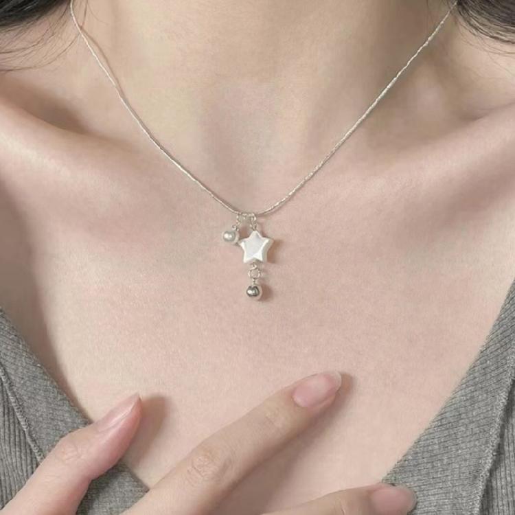 Pearls Star Pendant Necklace Sweet Cool Clavicle Chain Choker Neck Chain