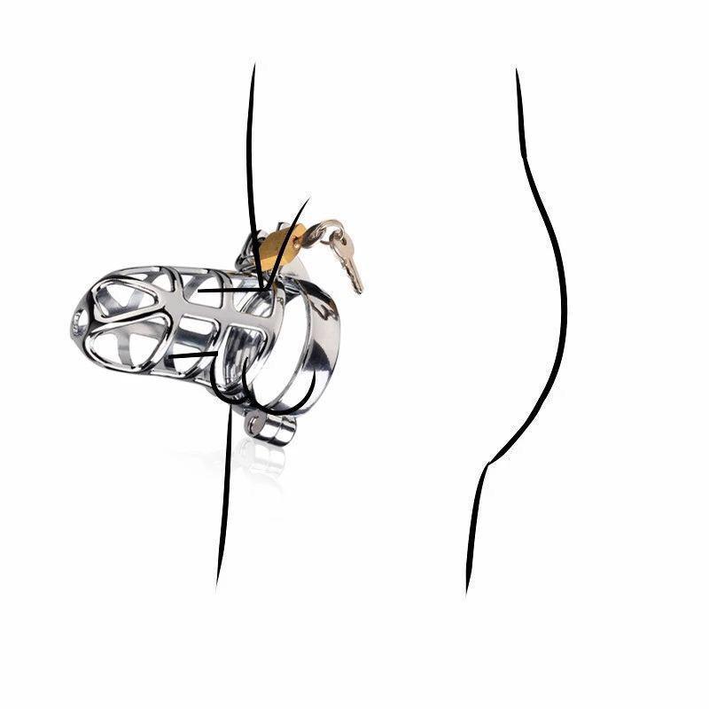 Adult Men's Alloy Chastity Belt with Lock - Alternative Erotic Toy