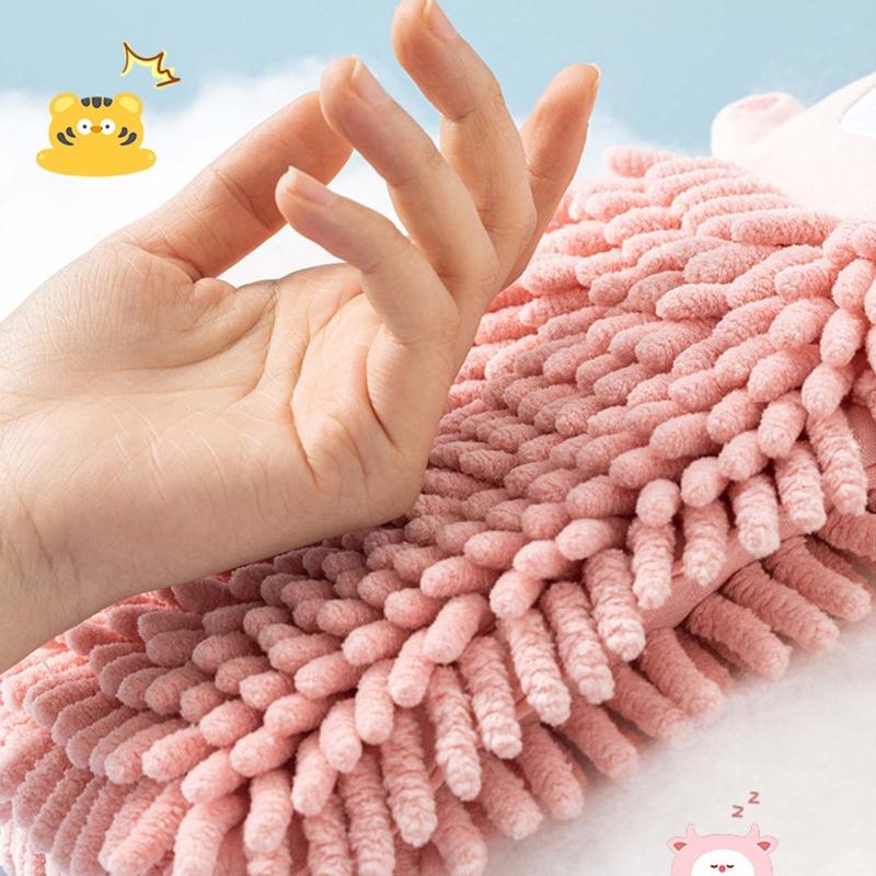 Prosop de Mână Chenille Agățat Prosop de Spălat Drăguț Animal de Pluș de Desene Animate Absorbent Gros Bucătărie Baie Pânză de Șters Microfibră
