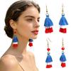 Earrings Multi-layered Fringe Earrings Creative Red, White, and Blue Flag-Colored Pendant Earrings 4th of July Independence Day Gift for Women