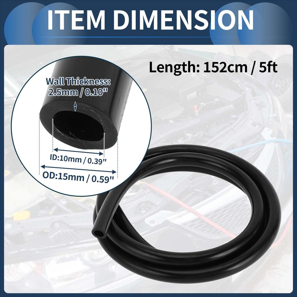 INFINAUTO Silicone Vacuum Tube Hose Black 5ft Automotive Vacuum Line