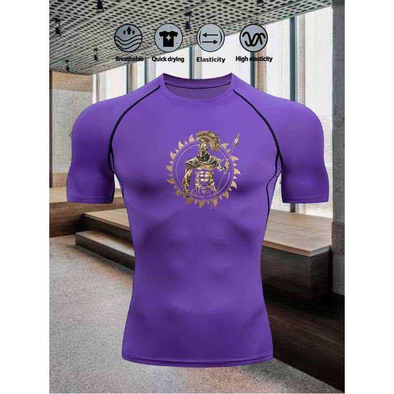 Men's Short Sleeve Compression T-Shirt Breathable Elastic Ancient Greek/Strength Training Style Top