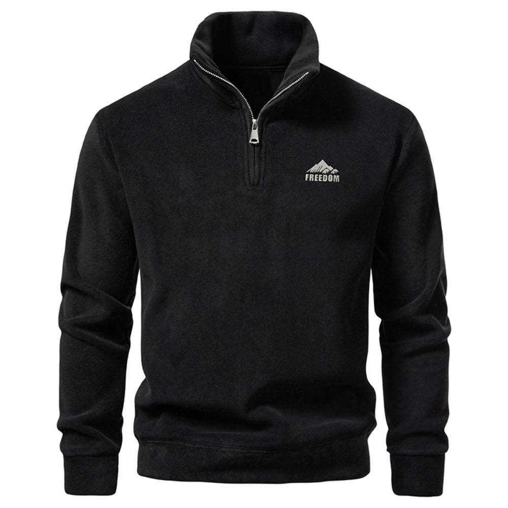 The New Men's Pullover with A Half-zipper Hoodless Sweatshirt for Autumn and Winter Is A Versatile Thickened Coat