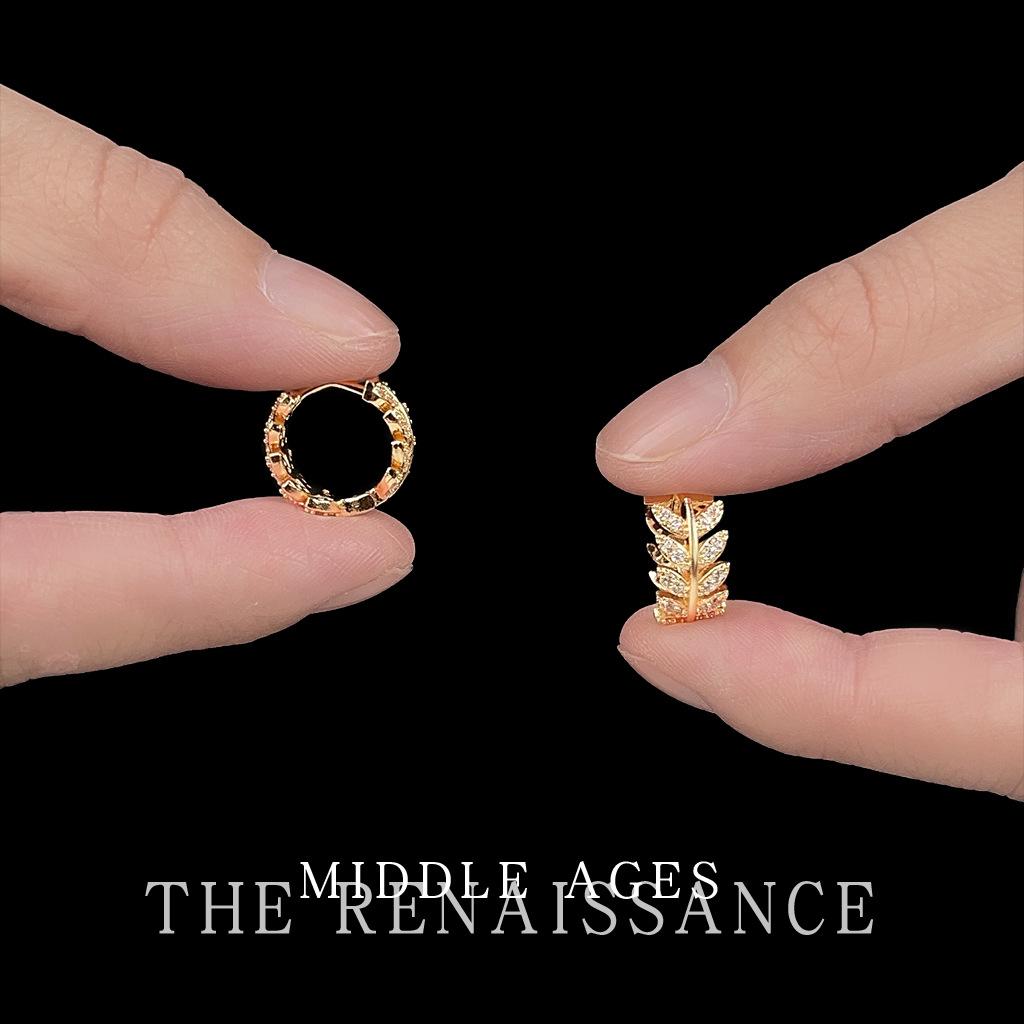 Light wheat ear zircon ear buckle niche design literary and retro temperament earrings women