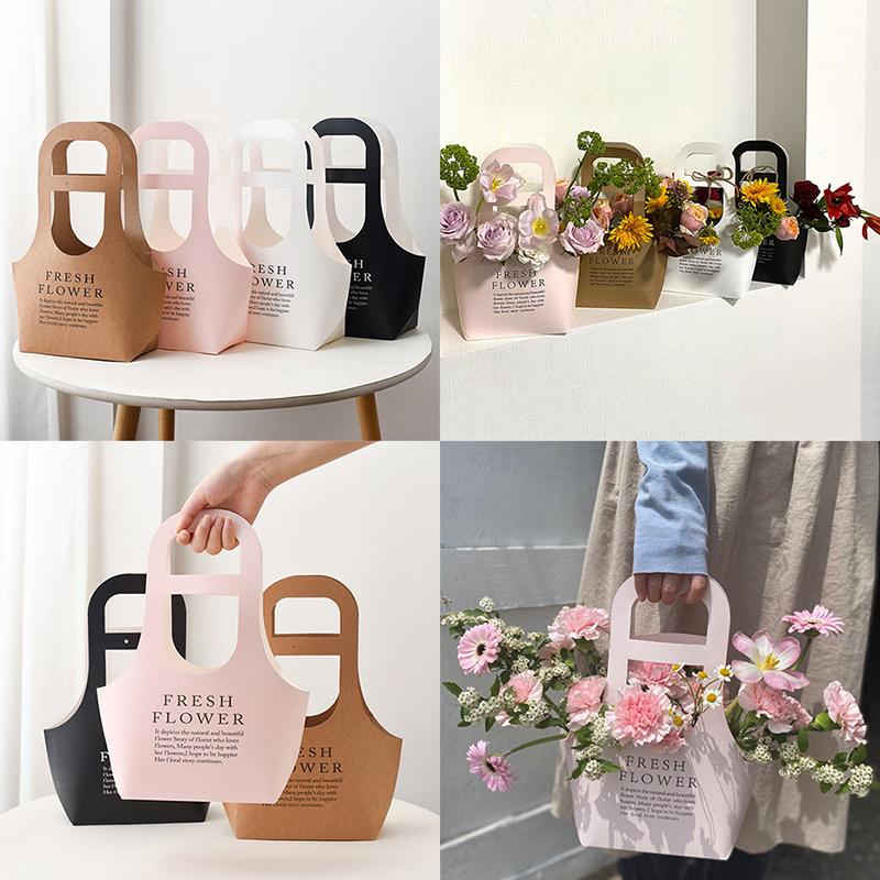 Verpackung Blumenbox Rosenverpackung Handheld Wasserdicht Kraftpapiertüte Hochzeitsdekoration Geschenktüte Straußverpackungstüte
