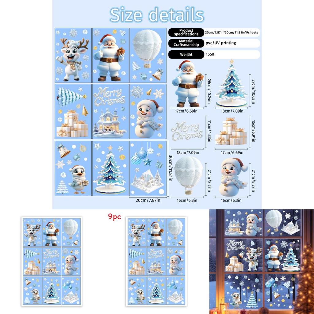 Kerst Raamstickers Pvc Statische Stickers Set Voor Vakantie Scène Decoraties