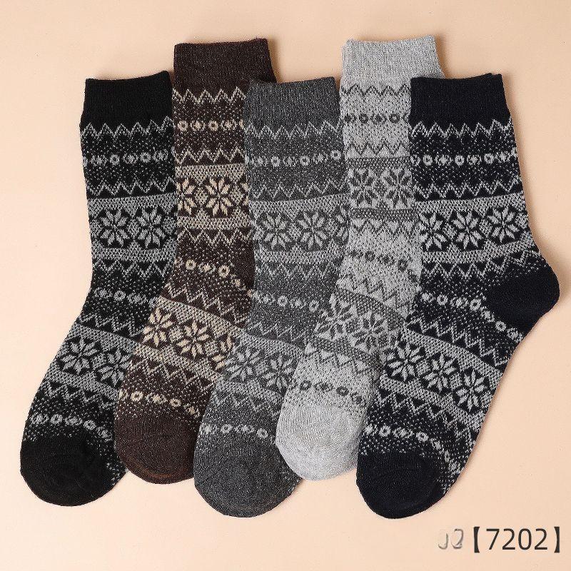 Mens Pairs 5 Retro Knitted Thick Midtube Socks Warm Autumn Winter Japanese Style For Middleaged Elderly