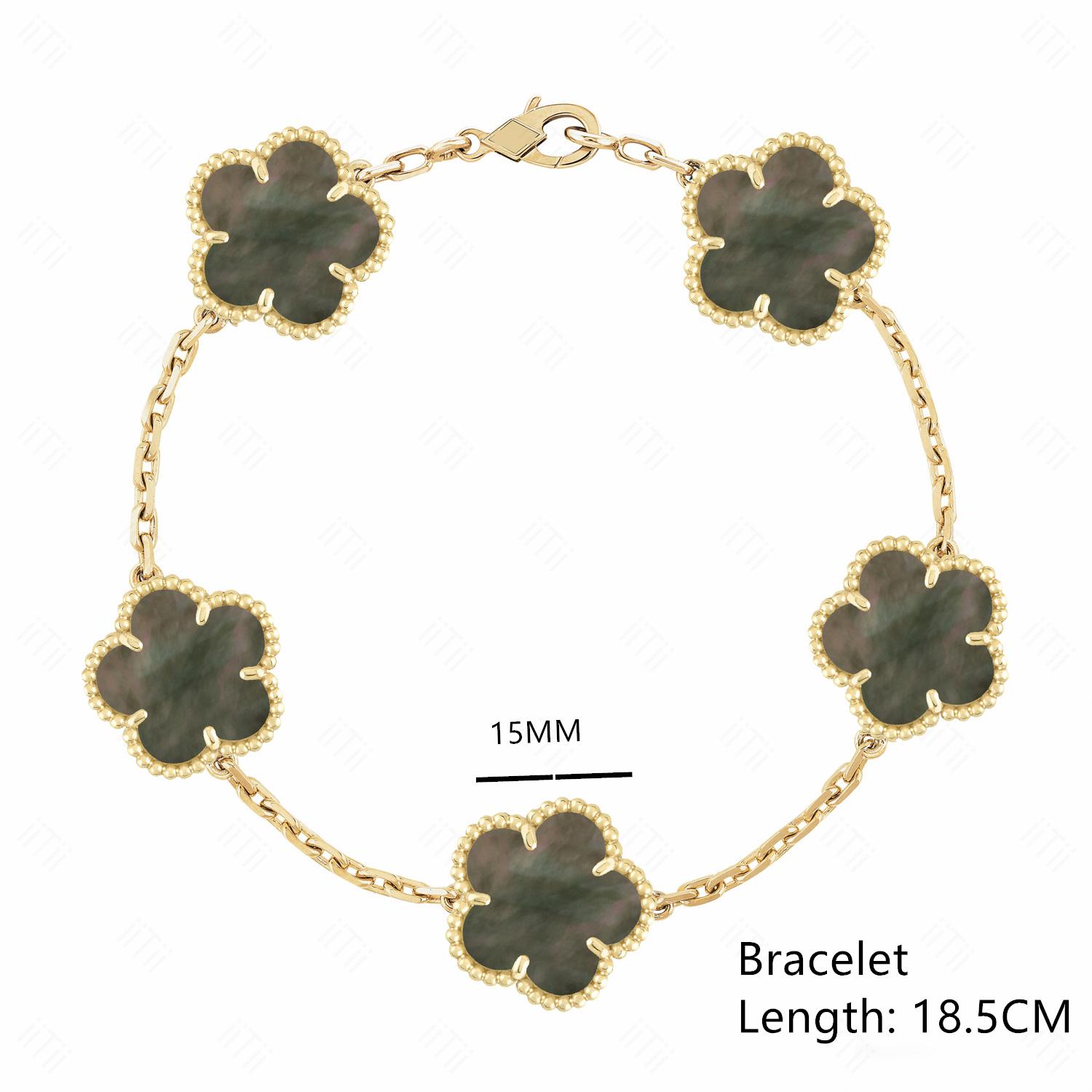 

Высококачественный модный брендовый золотой, серебряный браслет Lucky Flower Clover с перламутром, женский браслет из натурального камня, Лидер продаж 5 leaves&Gold