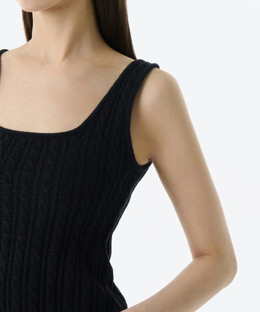 MUSINSA STANDARD WOMAN Cable Knit Sleeveless Top [Black]