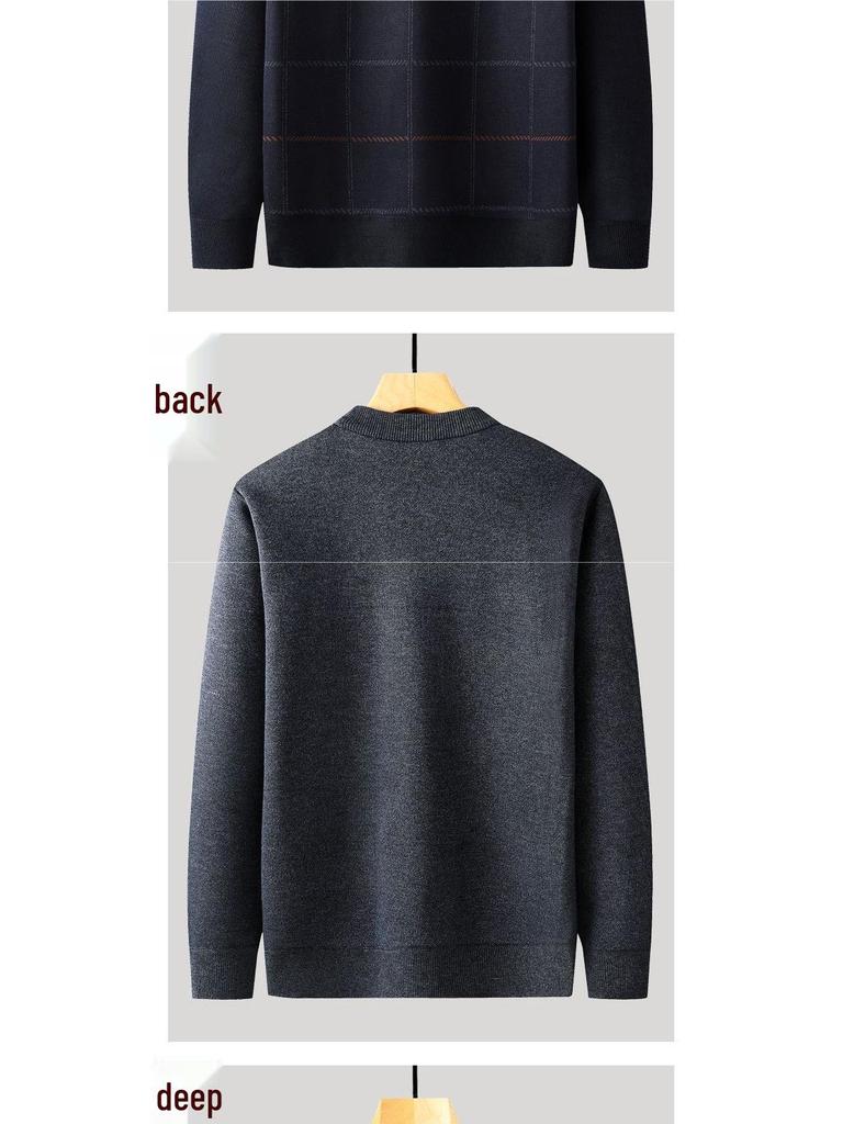 Dad's Velvet-Lined Winter Sweater: Warm and Thick Cardigan for Middle-Aged and Elderly Men