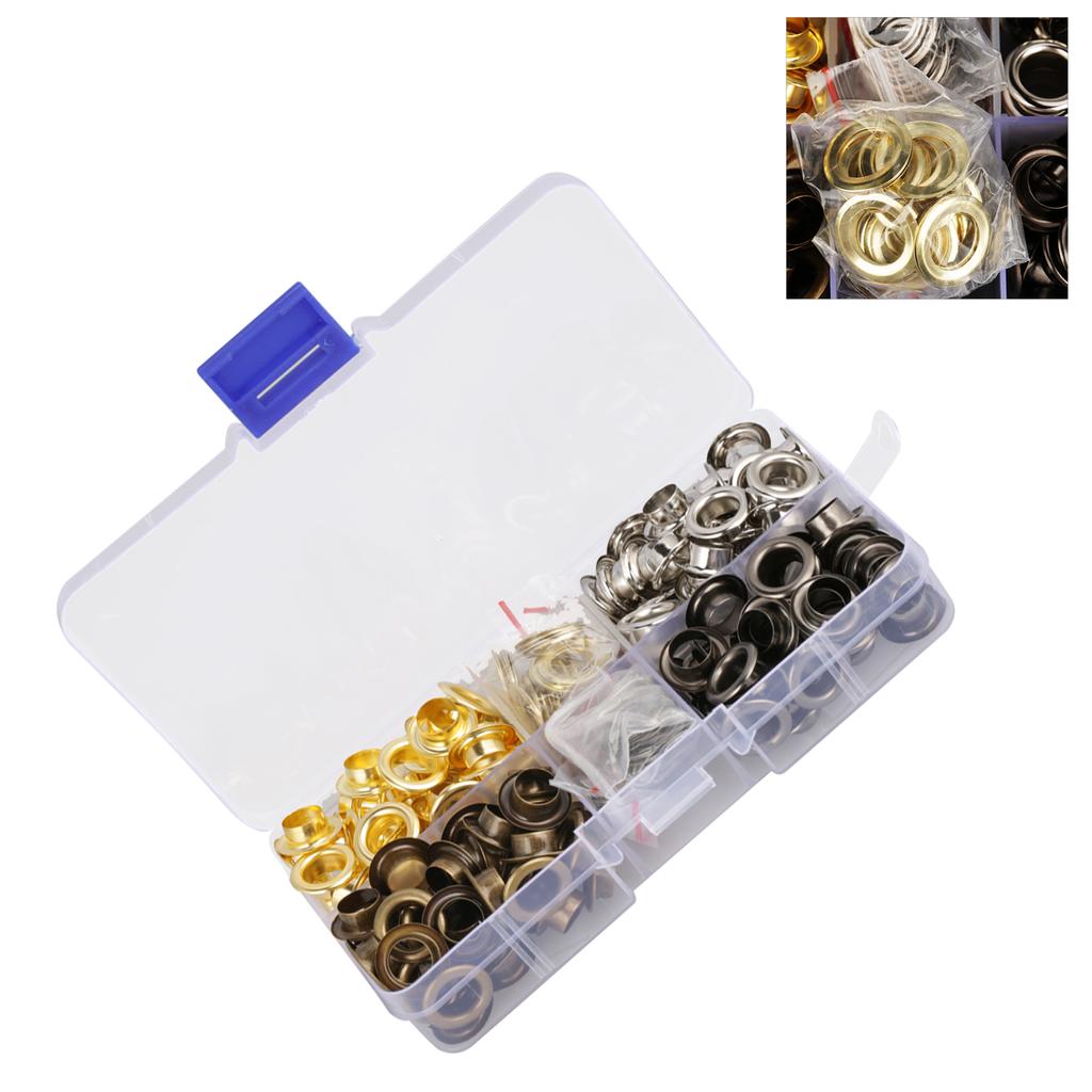 140sets Box 8mm Brass Eyelet Grommet Set Craft Clothes Accessories