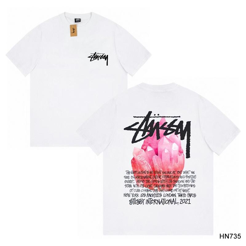 Stussy 2025 Sommer Neues Hochwertiges Rundhals-T-Shirt aus Baumwolle für Männer und Frauen Klassisches Logo mit neuem Musterdruck Paar-T-Shirt