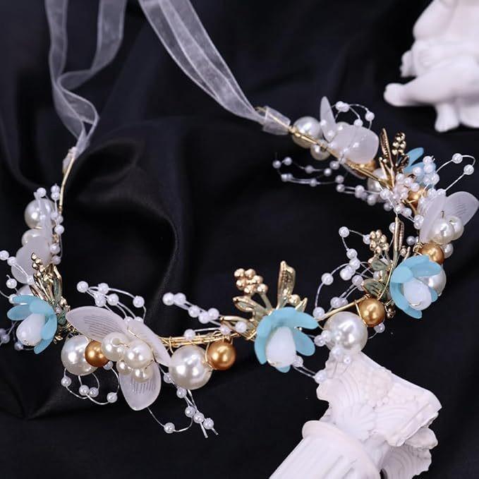 Flower Wreath Headband, Flower Headband, Pearl Headband, Bride's Children's Headwear