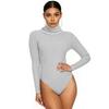 Women's Long Sleeve High Neck Bodysuit Fall Slim Fit Ribbed Knit Sweater Tops Sexy Bodycon Stretchy Basic Bodysuit