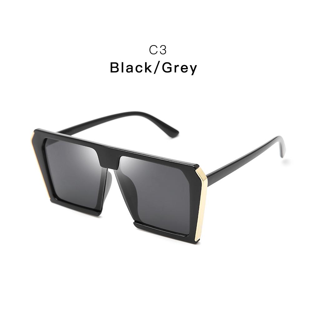 Fashion CE Certified UV400 Sunglasses Big Hexagon Flat Top Mirror Square Design Custom Logo Plastic Women Shades