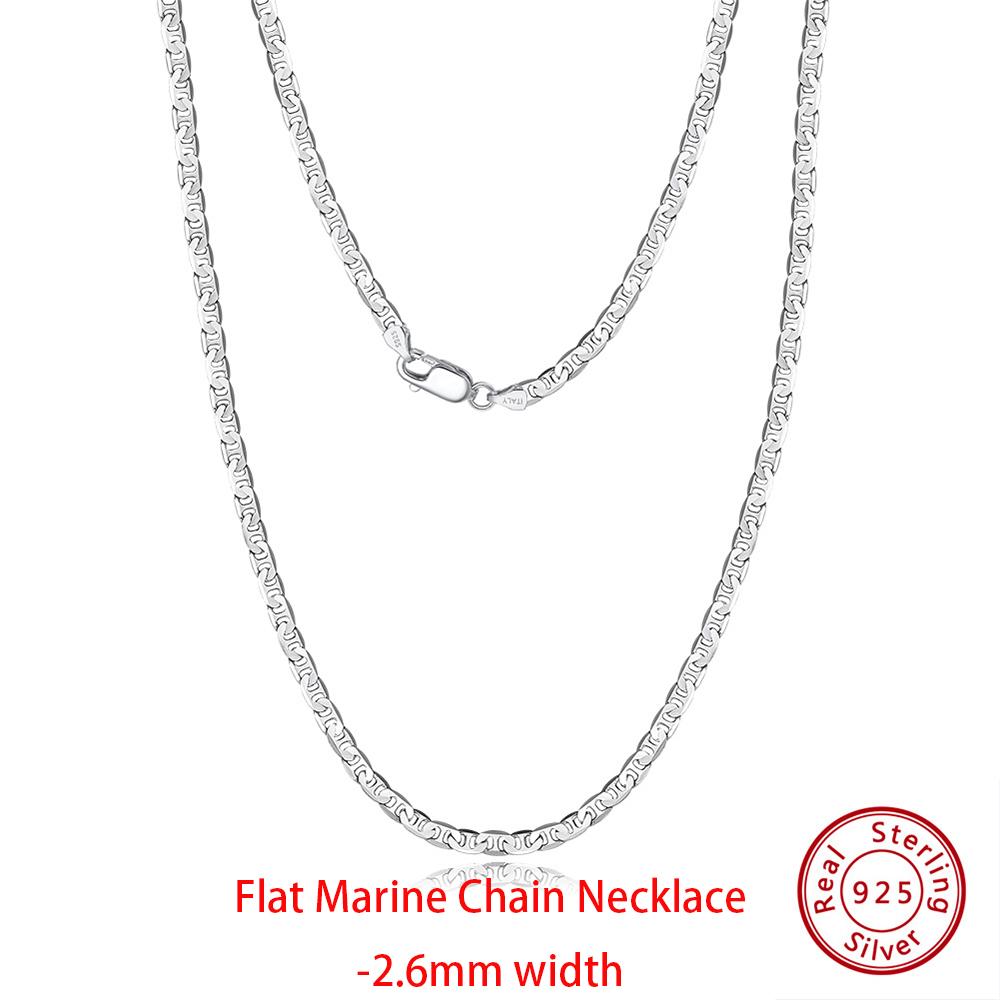 EFFIE QUEEN Real 925 Sterling Silver Diamond Cut Twist Rope Figaro Cuban Snake Bead Box Link Chain Necklace DIY Fine Jewelry SC