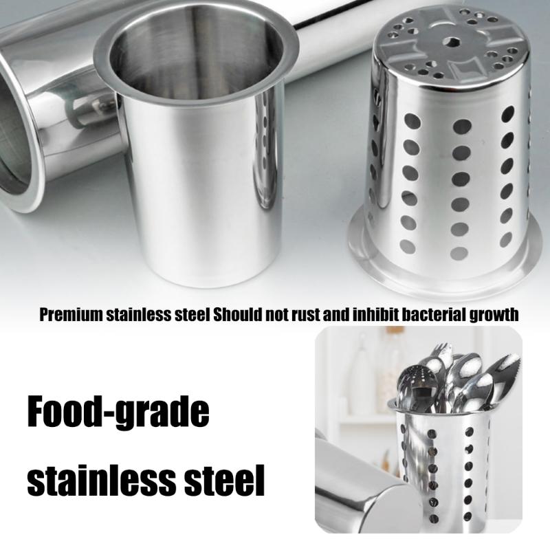 Rostfreier Metall-Besteckhalter Mit Luftzirkulationslöchern Effiziente Drainage Küchenwerkzeug Organizer Für Löffel Gabeln Essstäbchen