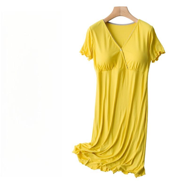 

Летняя тонкая послеродовая одежда для кормления грудью, домашняя одежда для беременных, пижама, юбка средней длины, одежда для послеродового периода 3XL жёлтый