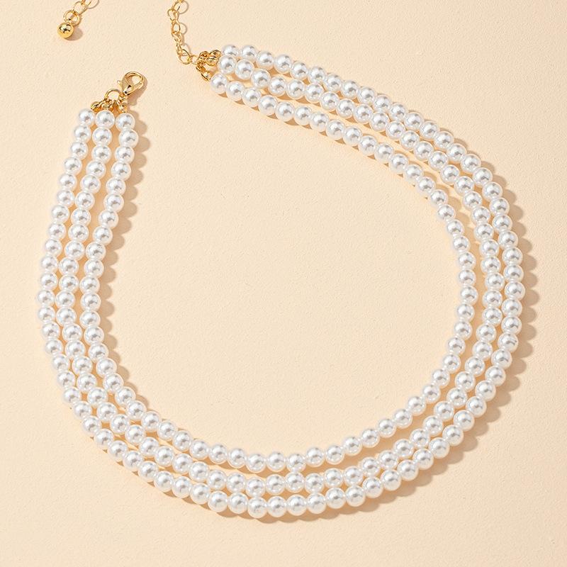 Popular jewelry three-layer pearl necklace new neck jewelry small pearl multi-layer necklace