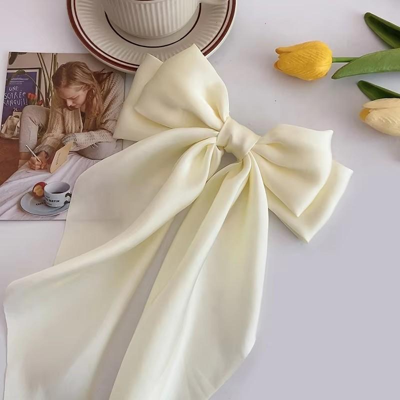 Solid Soft Satin Large Bow Ribbon Hair Clip For Women Girls Sweet Ornament Headbands Hairpin Barrette Fashion Hair Accessories