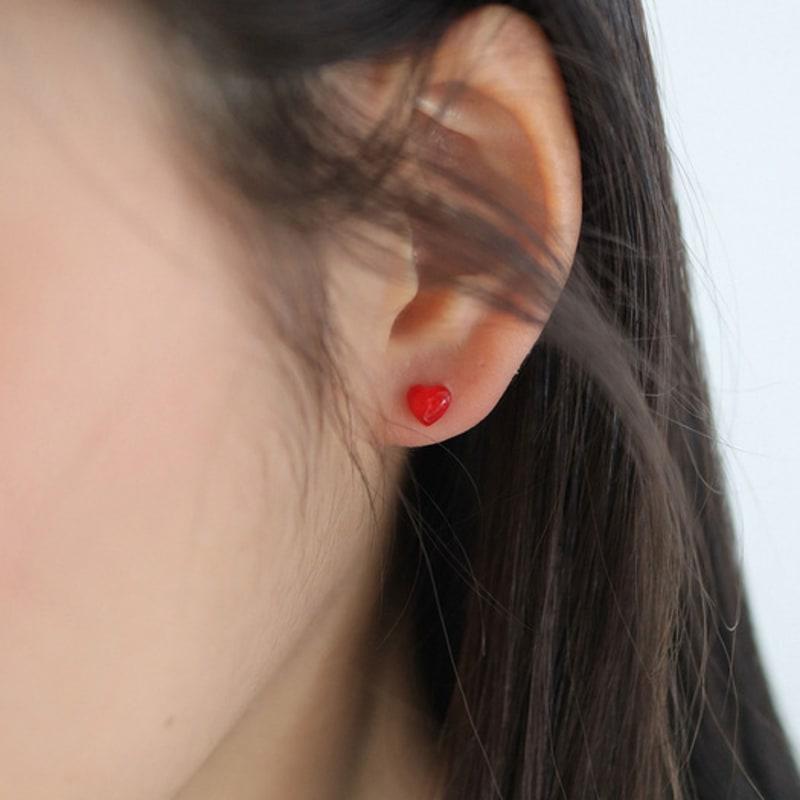 Modernlike Silver 925 Red Heart Earrings