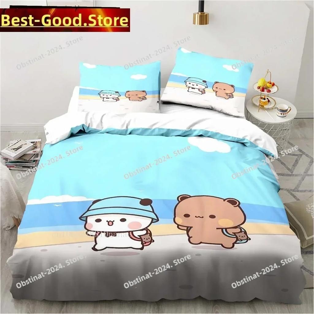 Süßes Bubu und Dudu Cartoon Bettwäsche-Set Bedruckte einzelne Bettdecke Bettbezug Kissenbezug 3-teilige Sets Kinder Erwachsenengröße