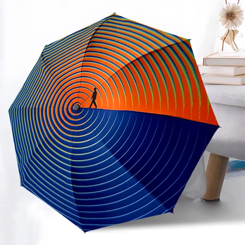 1pc Spiral Journey Automatic Folding Umbrella - Design, Durable Iron Frame for Travel, Outdoor, Beach Fashion Accessory a0920042