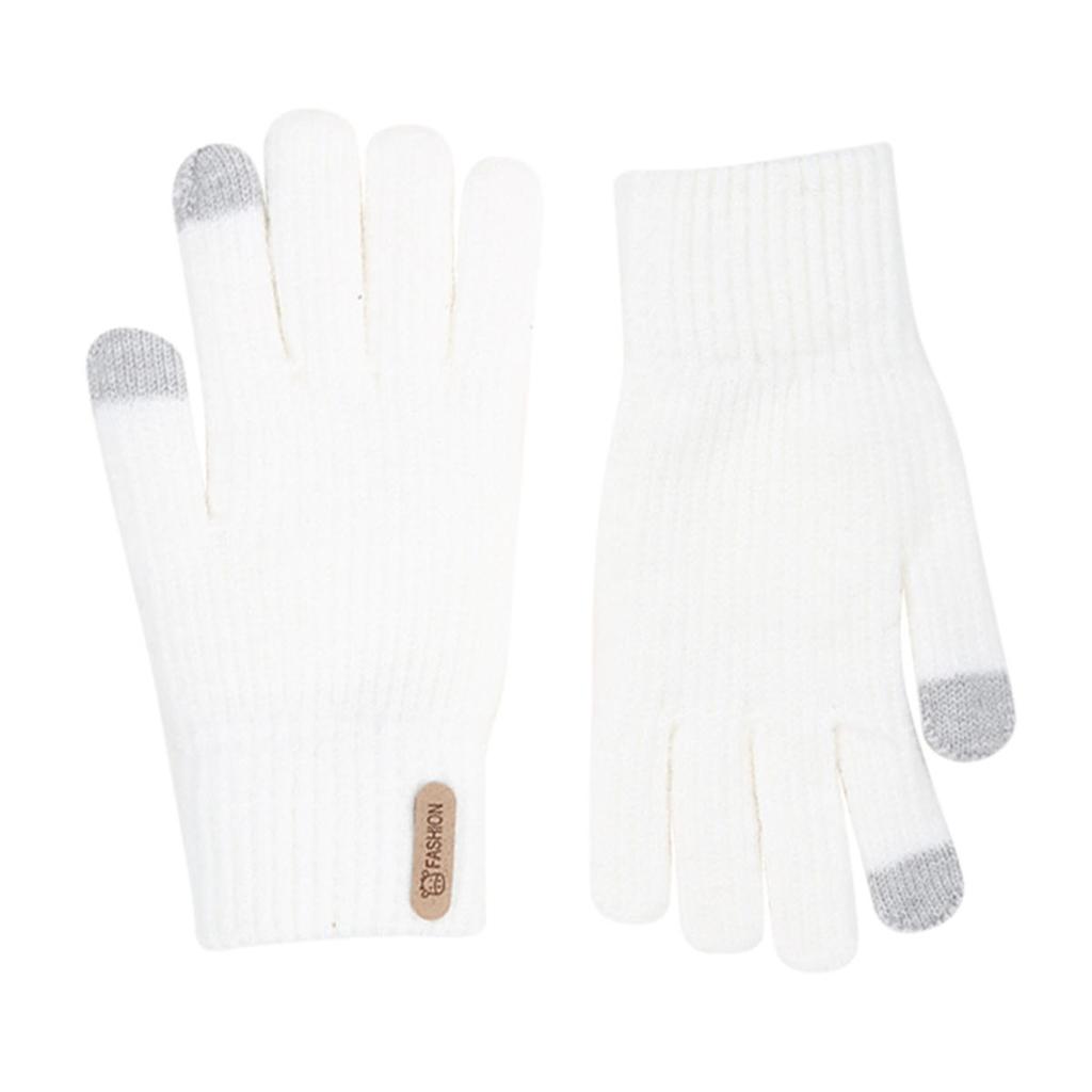 Fleecegefütterte gestreifte thermische Strickhandschuhe Verdickte Herbst-Winter-Warmhandschuhe Kältebeständige winddichte Fäustlinge