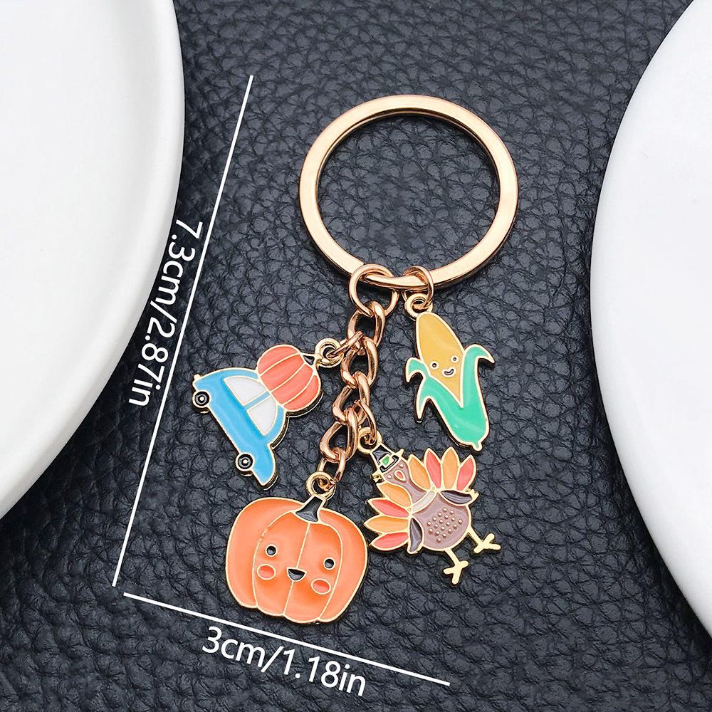 Thanksgiving Harvest Festival Keychain: Cute Drip Oil Pumpkin, Turkey, and Corn Keyring Pendant Gift