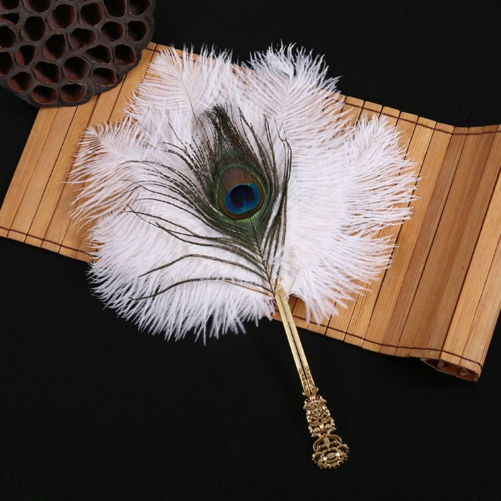 Danshandfans in Chinese Stijl Draagbare Cosplay Props Waaijer Struisvogelveer Waaijer Dames Dans Props